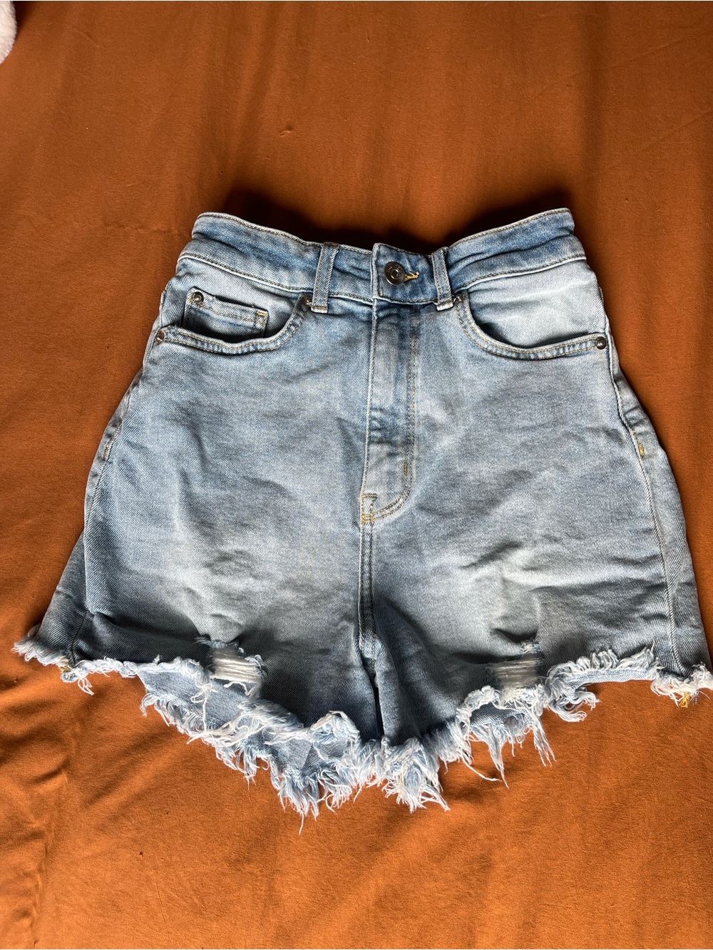 Divided Light Blue High-Rise Distressed Denim Shorts